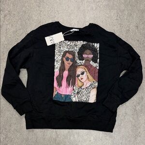 Zara Black Graphic Sweatshirt